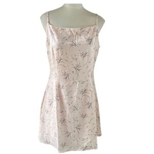 RIHOAS Pink Floral Slip Dress Spaghetti Straps Mini Dress Size XL